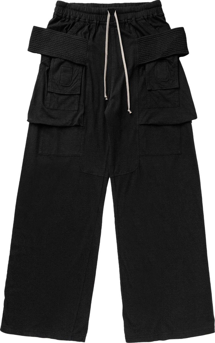 Rick Owens DRKSHDW Creatch Wide Cargo Drawstring Pants Black