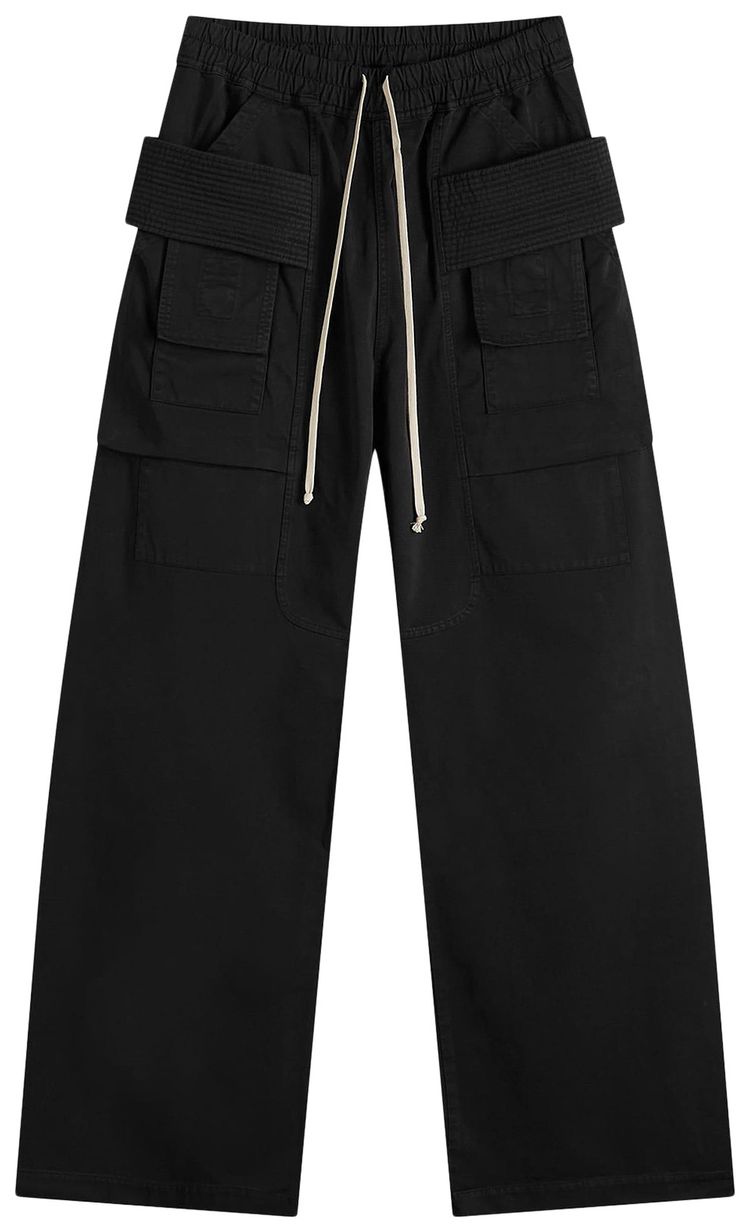Rick Owens DRKSHDW Creatch Wide Cargo Drawstring Pants Black