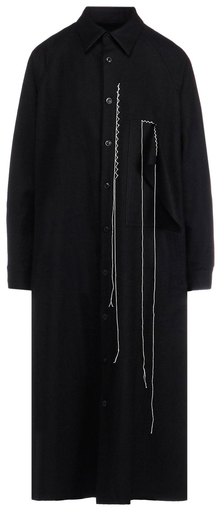 Ys Flannel Hand Stitched Shirt Dress Black