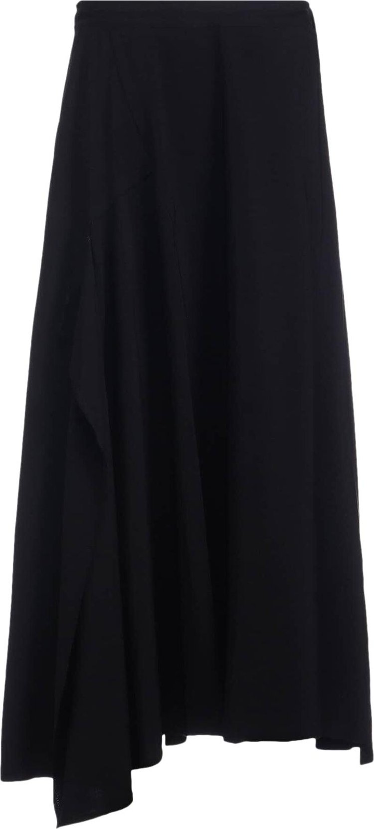 Ys Gabardine Hard Twist Side Slit Flare Skirt Black