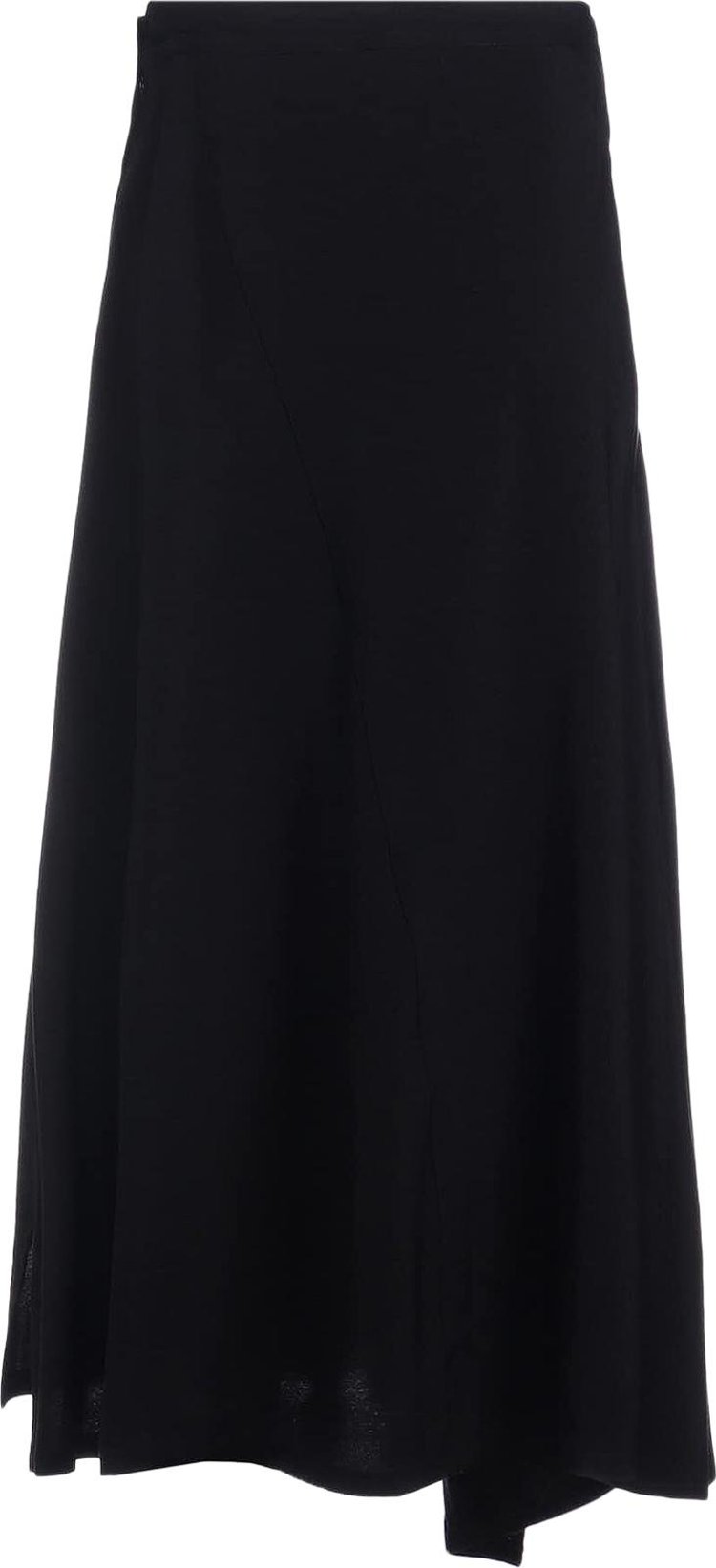 Ys Gabardine Hard Twist Side Slit Flare Skirt Black