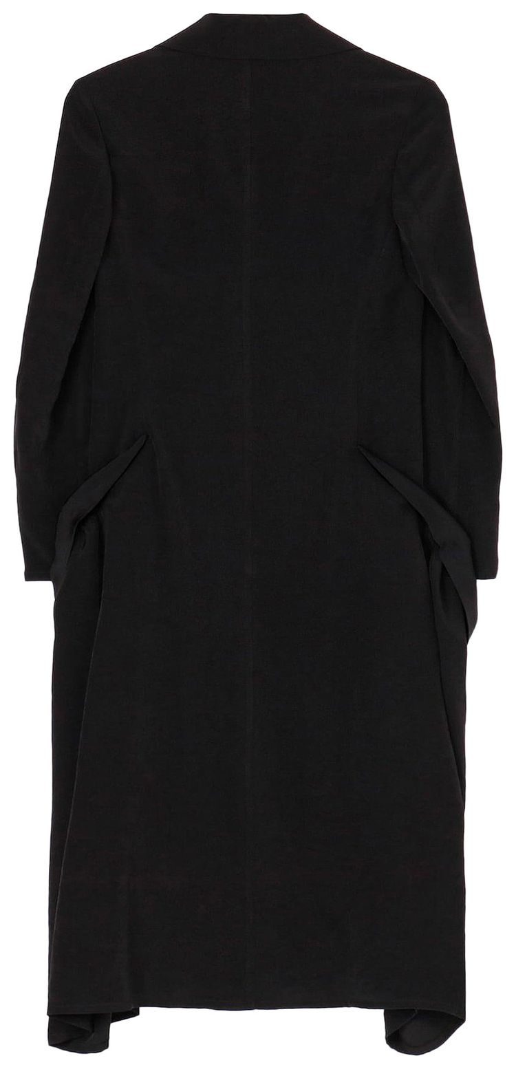 Yohji Yamamoto Crepe De Chine Side Gather Detail Zip Dress Black