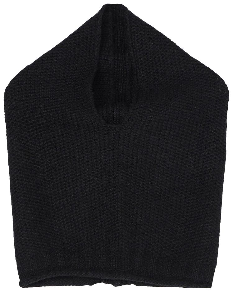 Yohji Yamamoto Knit Backside Button Hooded Warmer Black