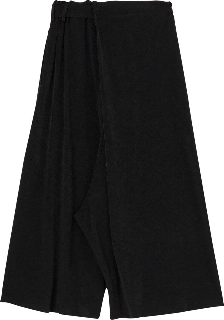 Yohji Yamamoto Crepe De Chine Wrap Skirt Pants Black