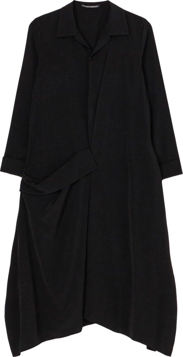 Yohji Yamamoto Drape Detail Shirt Dress Black