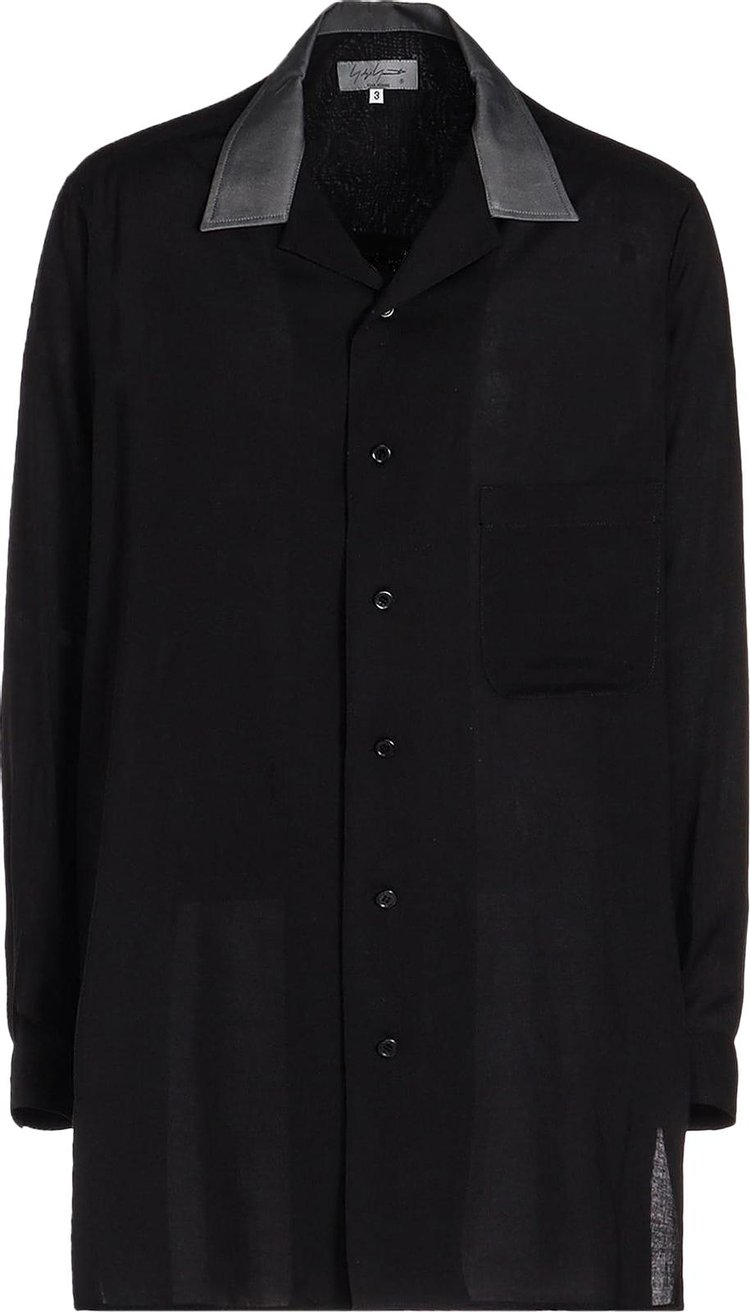 Yohji Yamamoto Pour Homme Cellulose Loan Open Collar Shirt Black