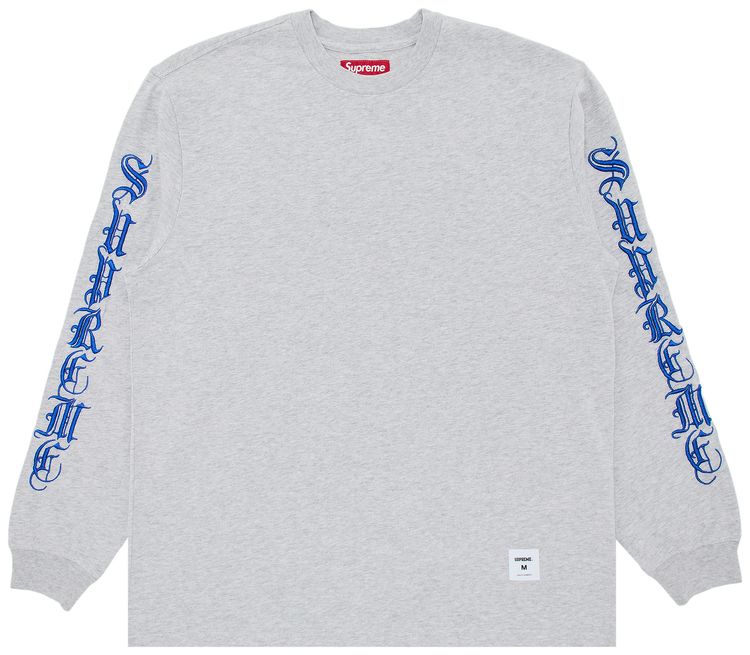 Supreme Old English Long Sleeve Top Heather Grey