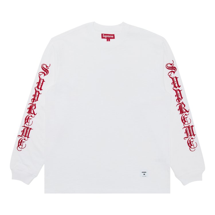 Supreme Old English Long Sleeve Top White