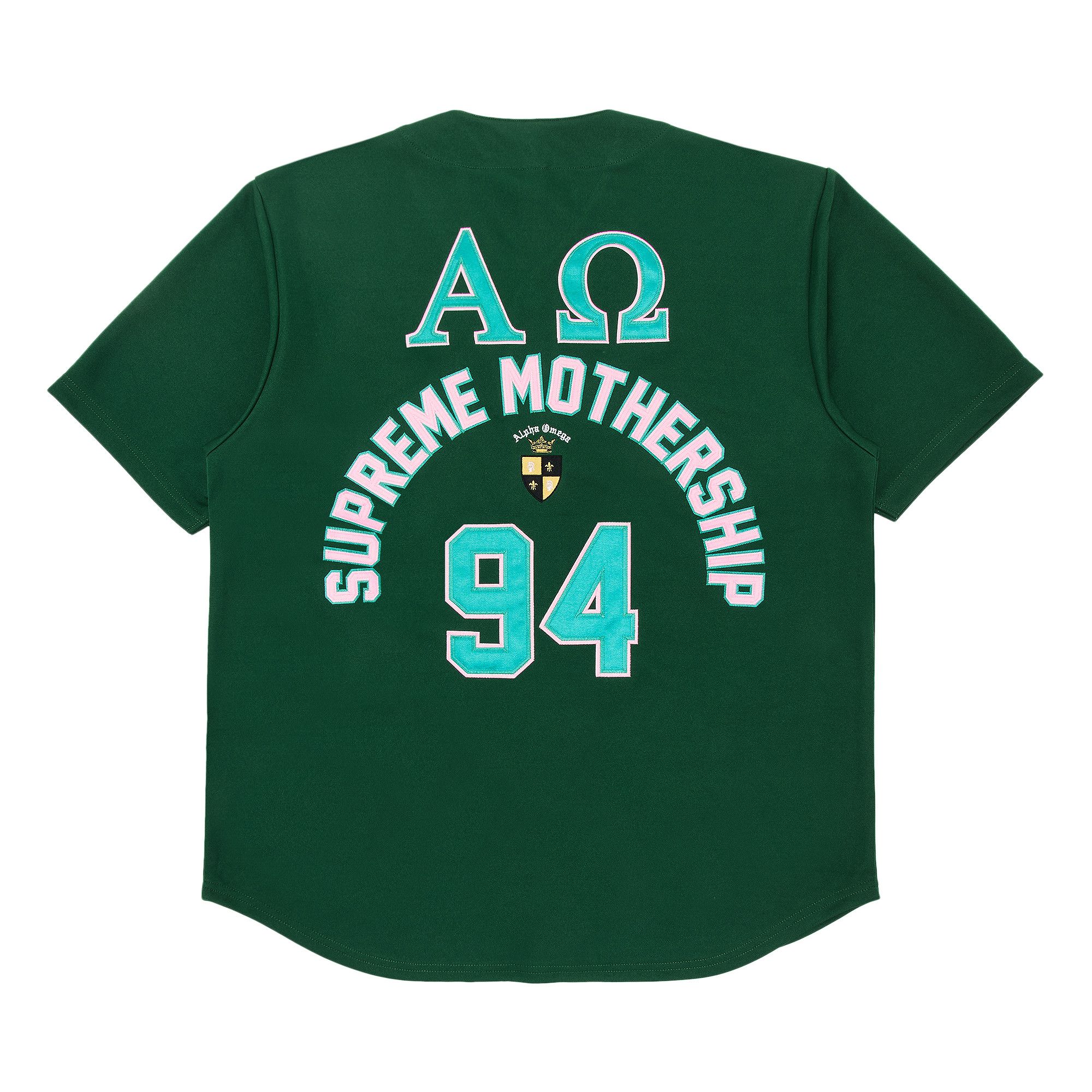 Buy Supreme Alpha Omega Baseball Jersey 'Green' - FW24KN13