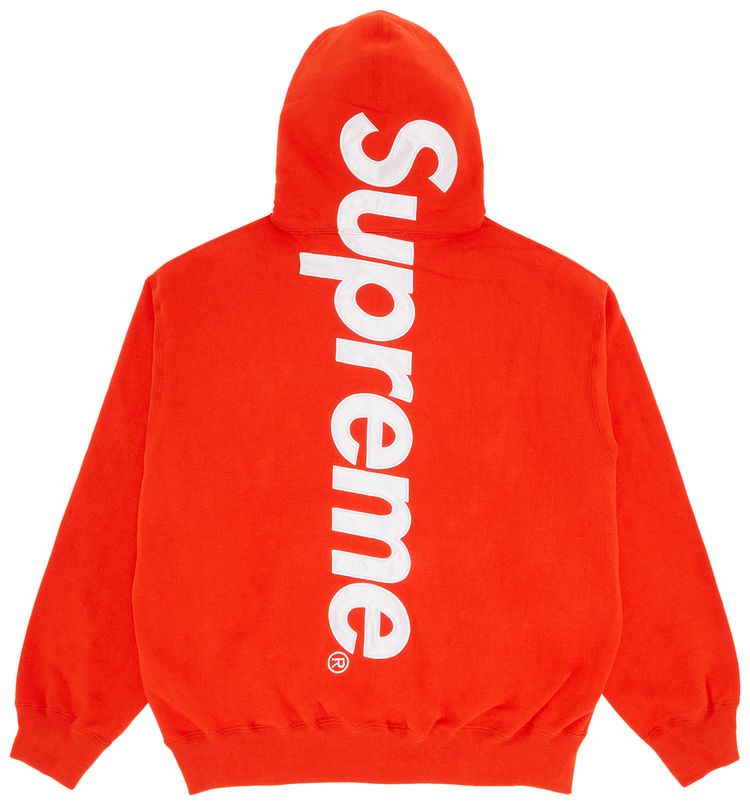 Supreme Satin Applique Hooded Sweatshirt Bright Orange