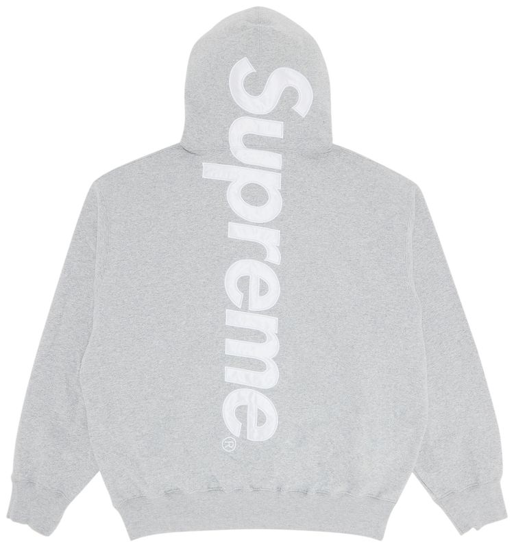 Supreme Satin Applique Hooded Sweatshirt Heather Grey