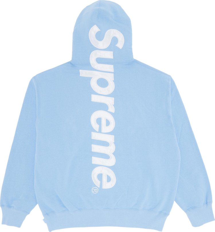 Supreme Satin Applique Hooded Sweatshirt Light Blue