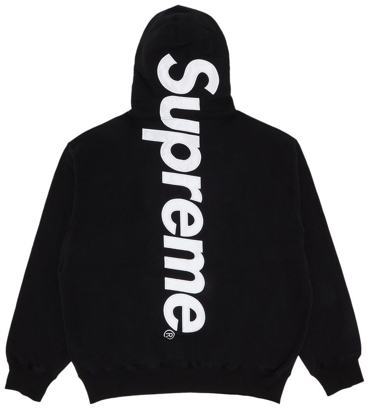 Supreme Satin Applique Hooded Sweatshirt Black