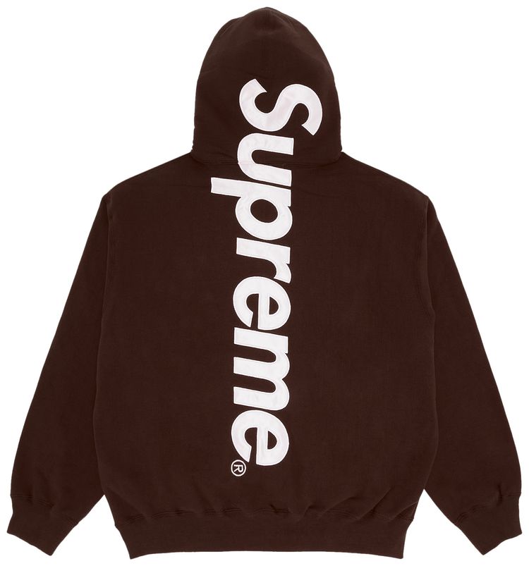 Supreme Satin Applique Hooded Sweatshirt Brown