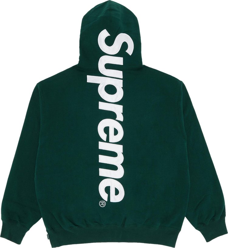 Supreme Satin Applique Hooded Sweatshirt Dark Green