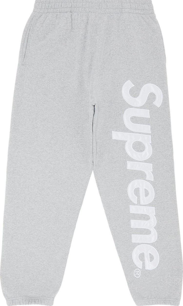 Supreme Satin Applique Sweatpant Heather Grey