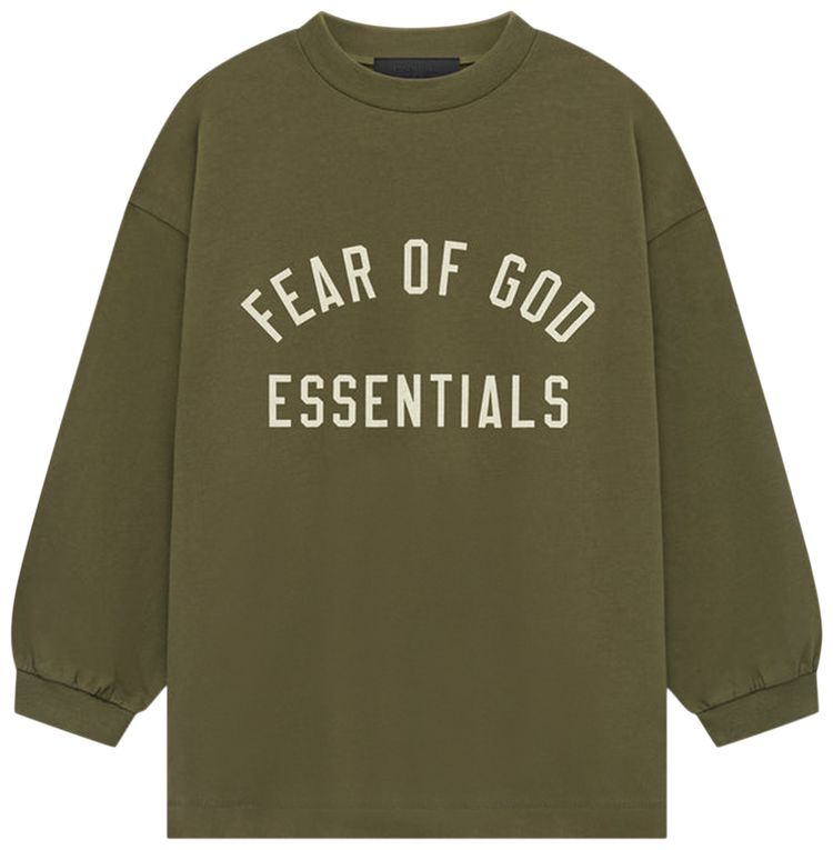 Fear of God Essentials Kids Jersey Long Sleeve Tee Military