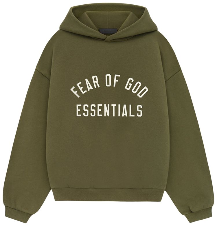 Fear of God Essentials Kids Fleece Hoodie Military
