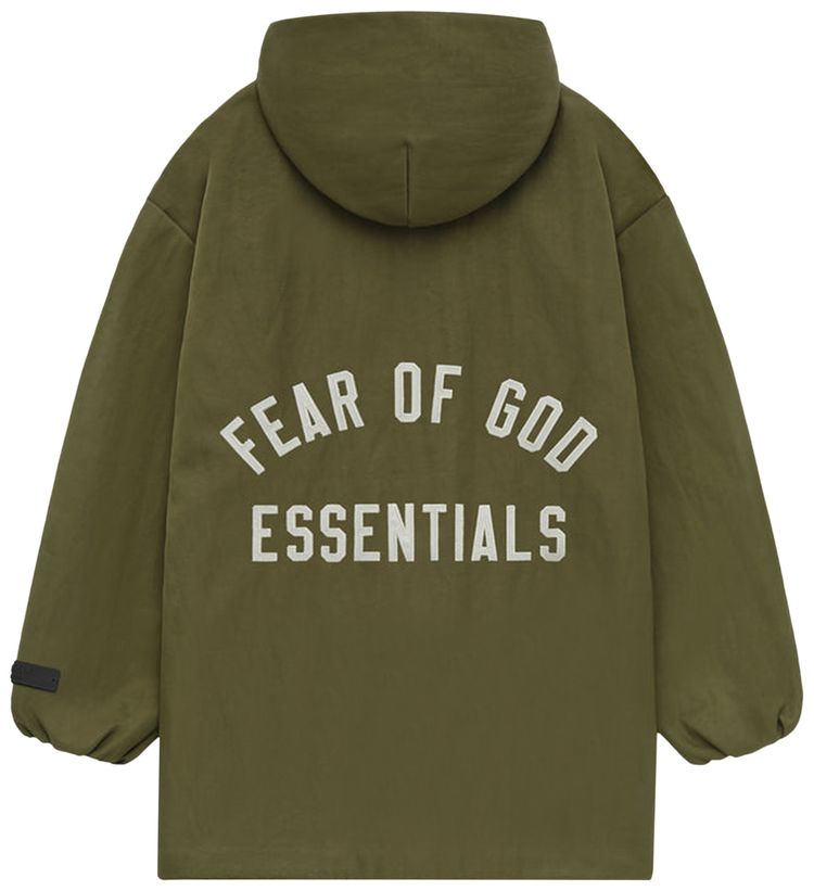 Fear of God Essentials Kids Textured Nylon Hooded Coaches Jacket Military