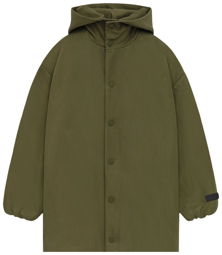 Fear of God Essentials Kids Textured Nylon Hooded Coaches Jacket Military