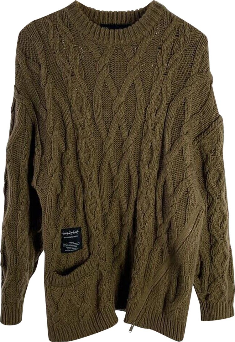 GU x Undercover Cableknit Cargo Sweater Brown