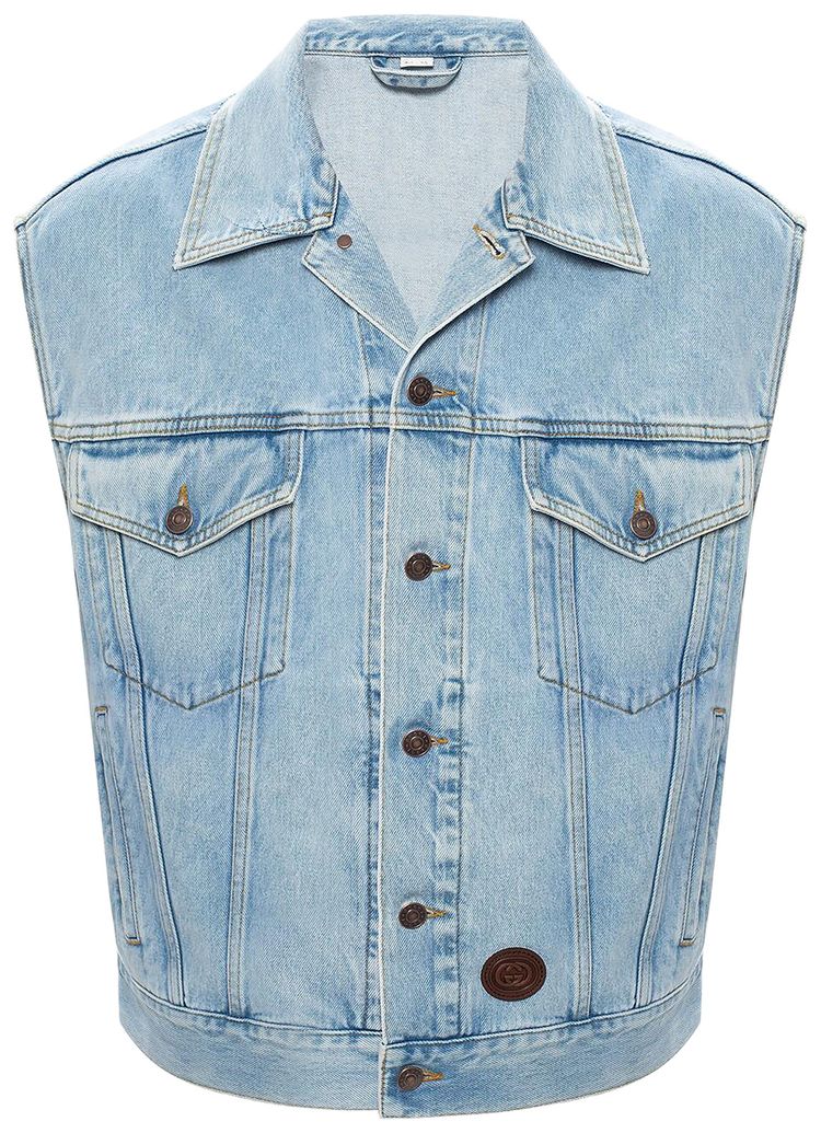 Gucci Distressed Denim Vest Light Blue