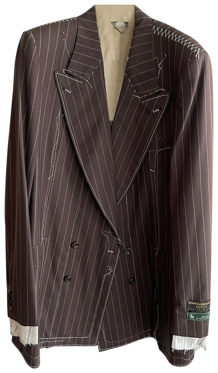 Gucci Distressed Ripped Stitch Blazer Brown