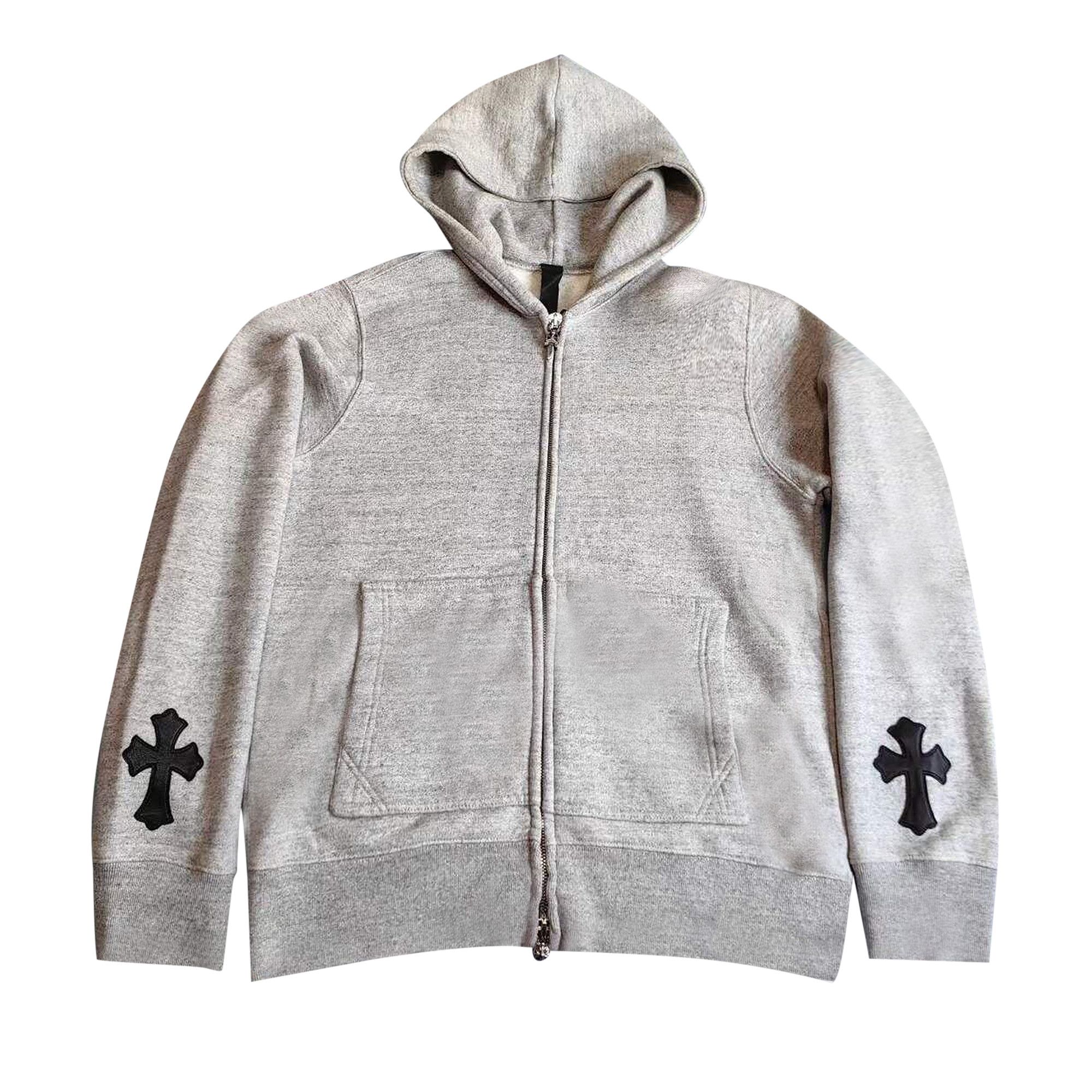 Buy Chrome Hearts Cross Patch Zip-Up Hoodie 'Grey' - 011 052626 | GOAT