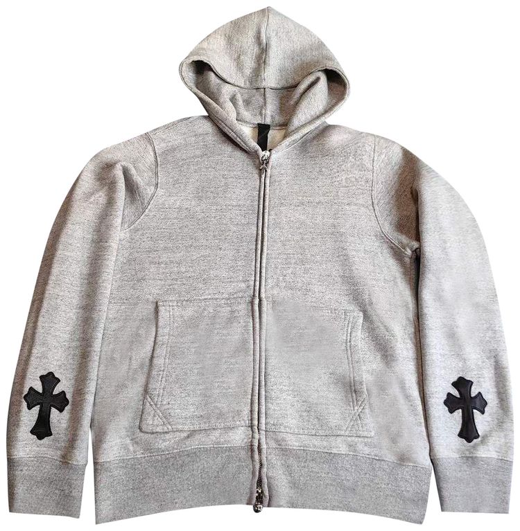 Chrome Hearts Cross Patch Zip Up Hoodie Grey