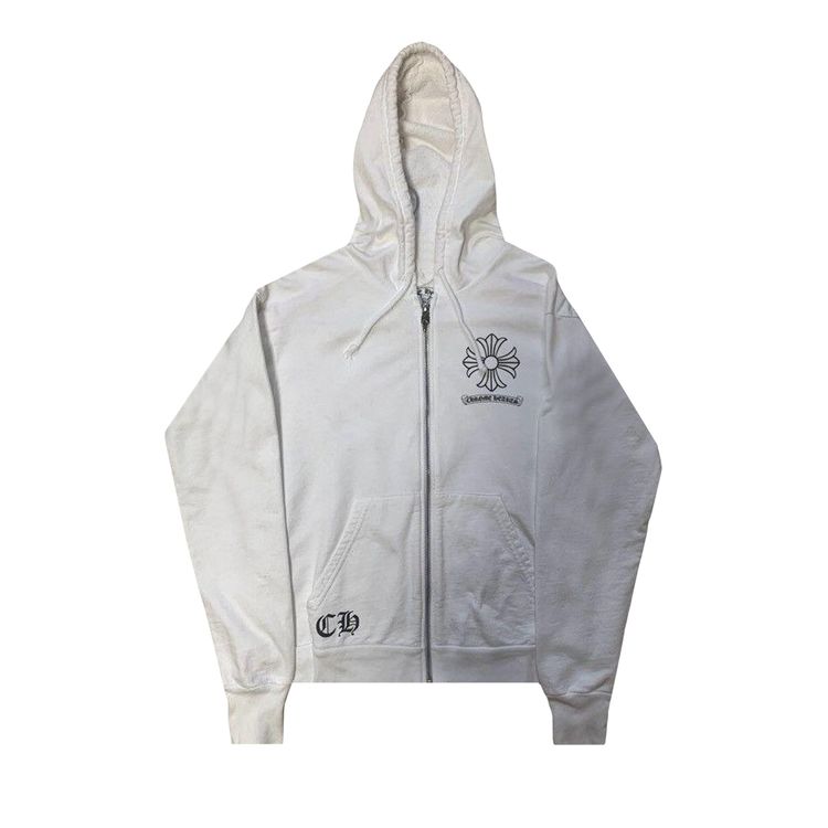Chrome Hearts Plus Scroll Zip Up Hoodie White
