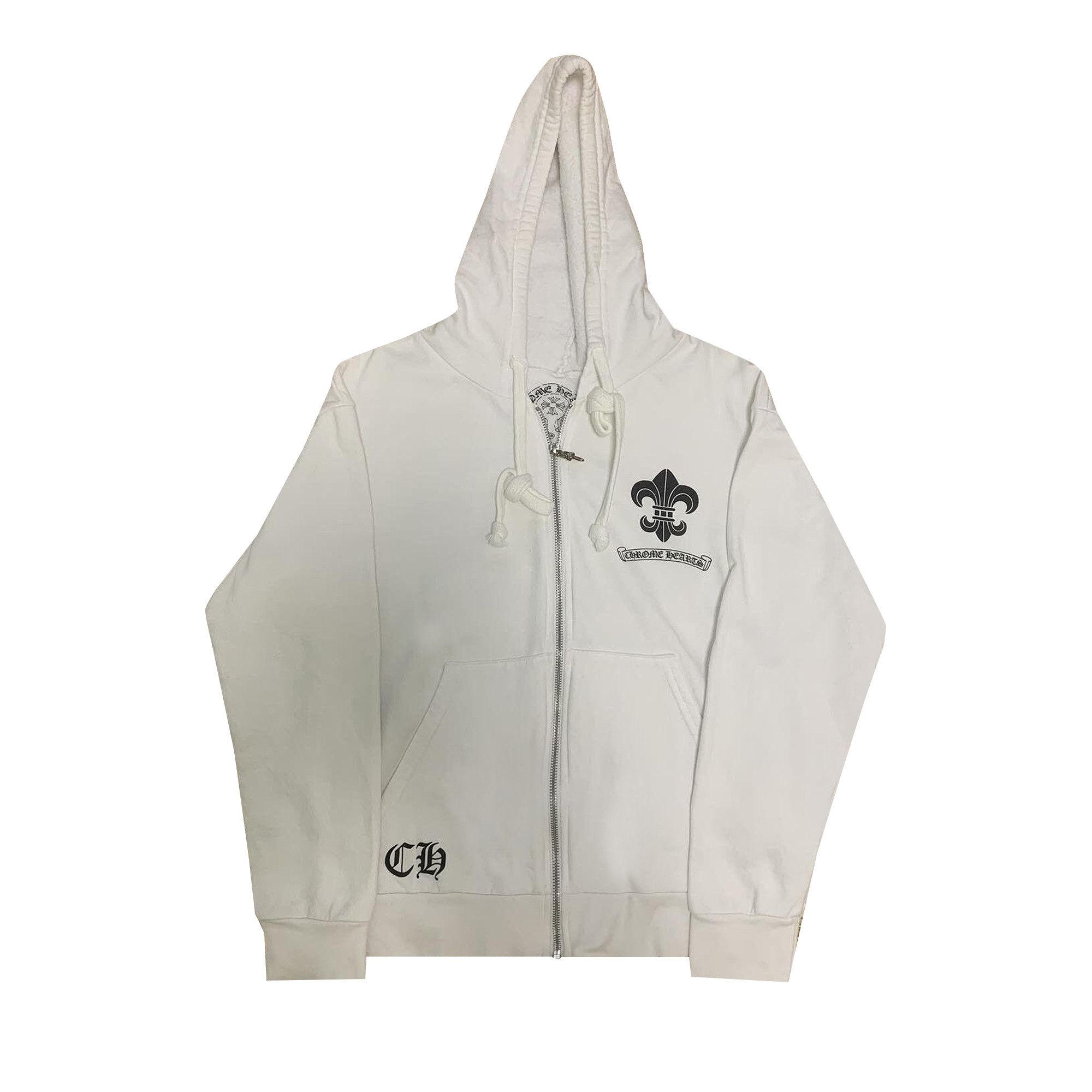 Buy Chrome Hearts Fleur Zip Up Hoodie 'White' - 013 015634 | GOAT