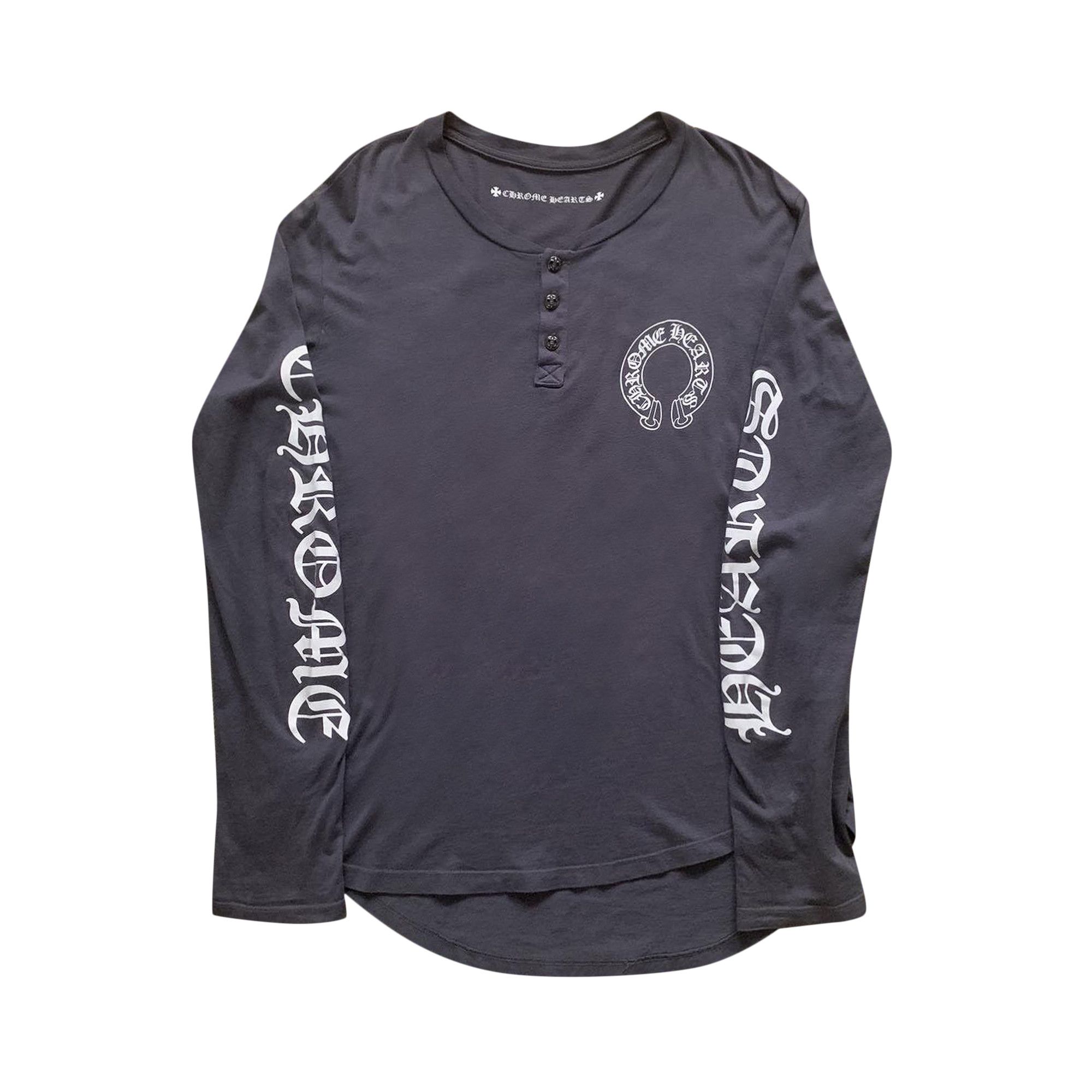 Buy Chrome Hearts Scroll Logo Henley Long-Sleeve 'Black' - 017