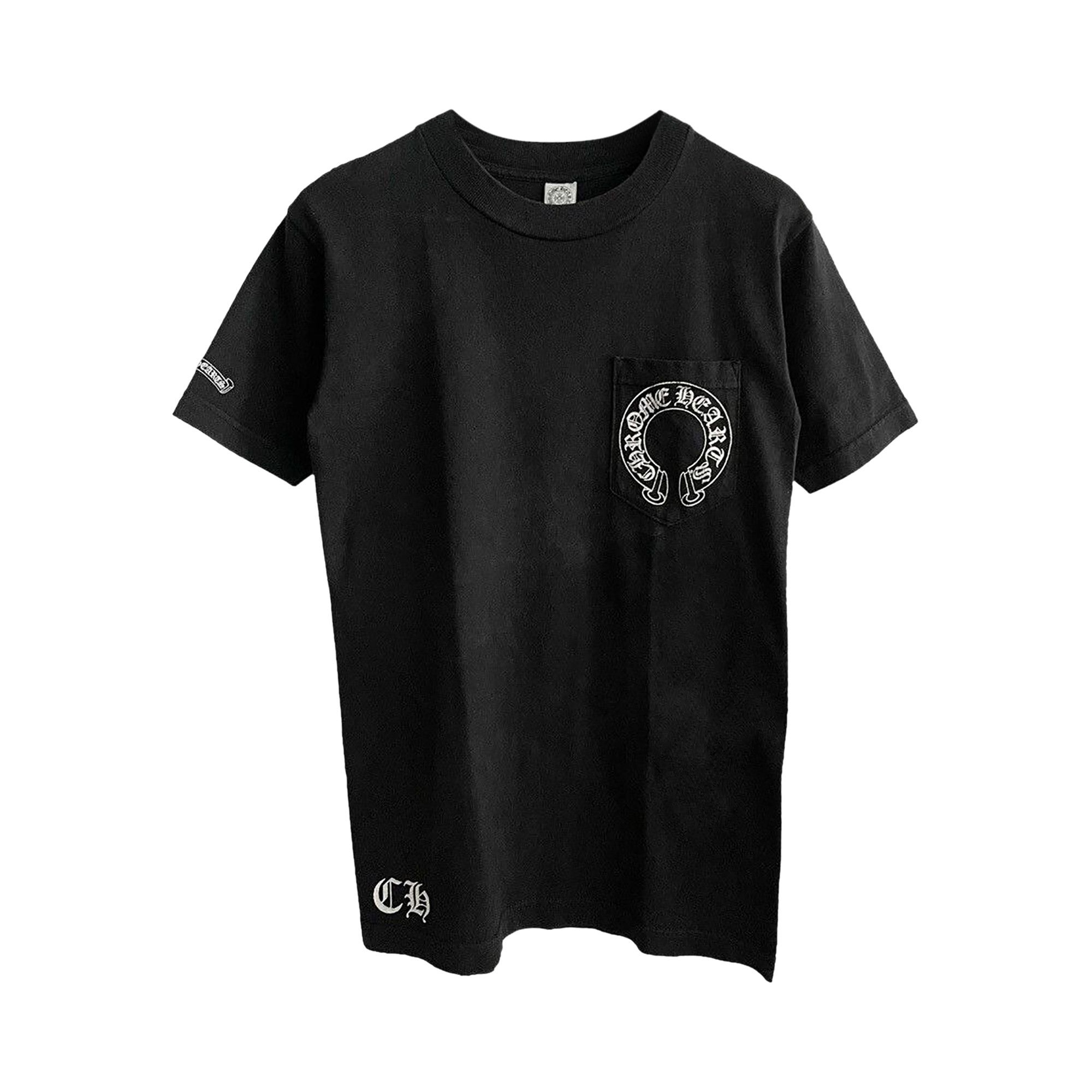 Buy Chrome Hearts Vertical Crosses Logo Pocket Tee 'Black' - 006