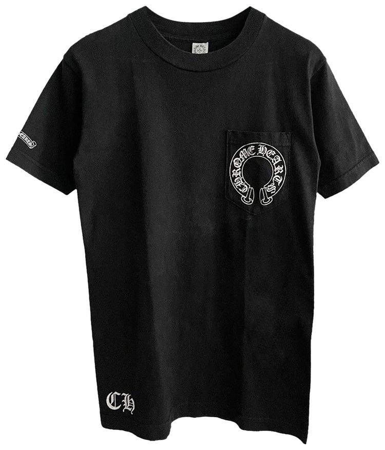 Chrome Hearts Vertical Crosses Logo Pocket Tee Black