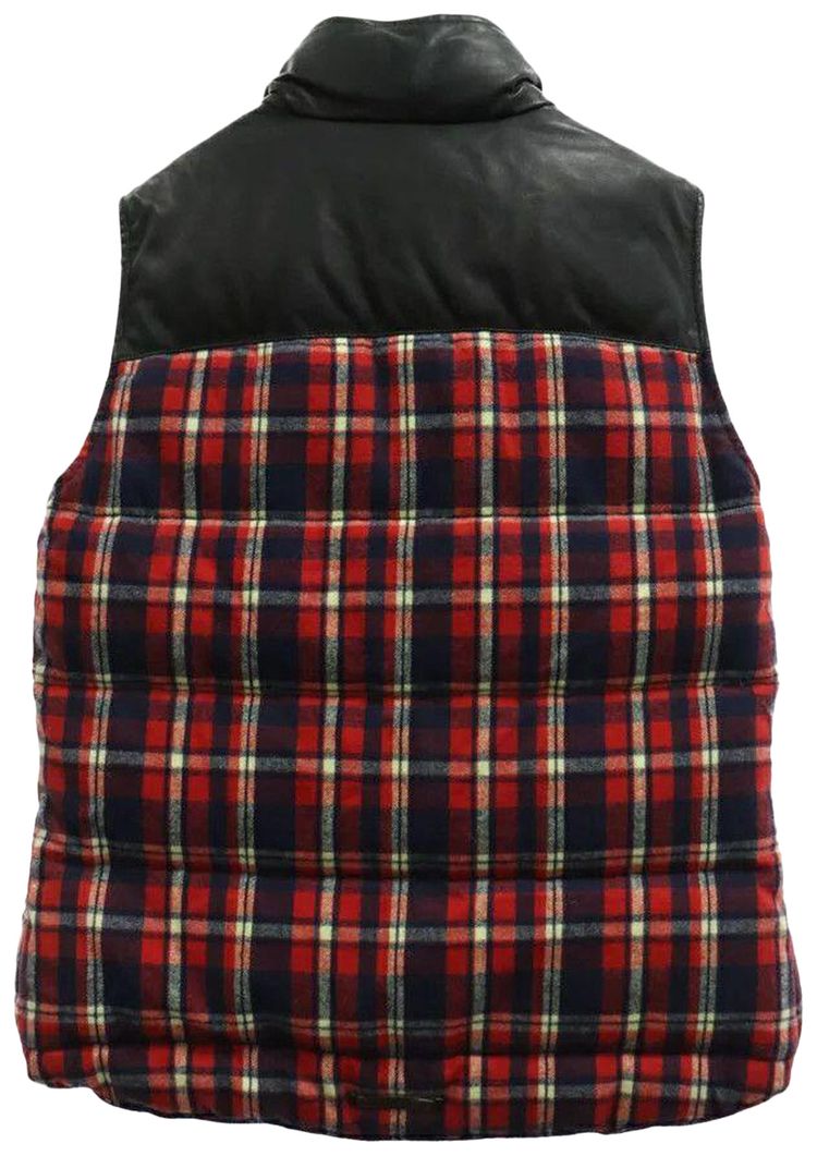 Chrome Hearts Plaid Leather Down Vest Plaid