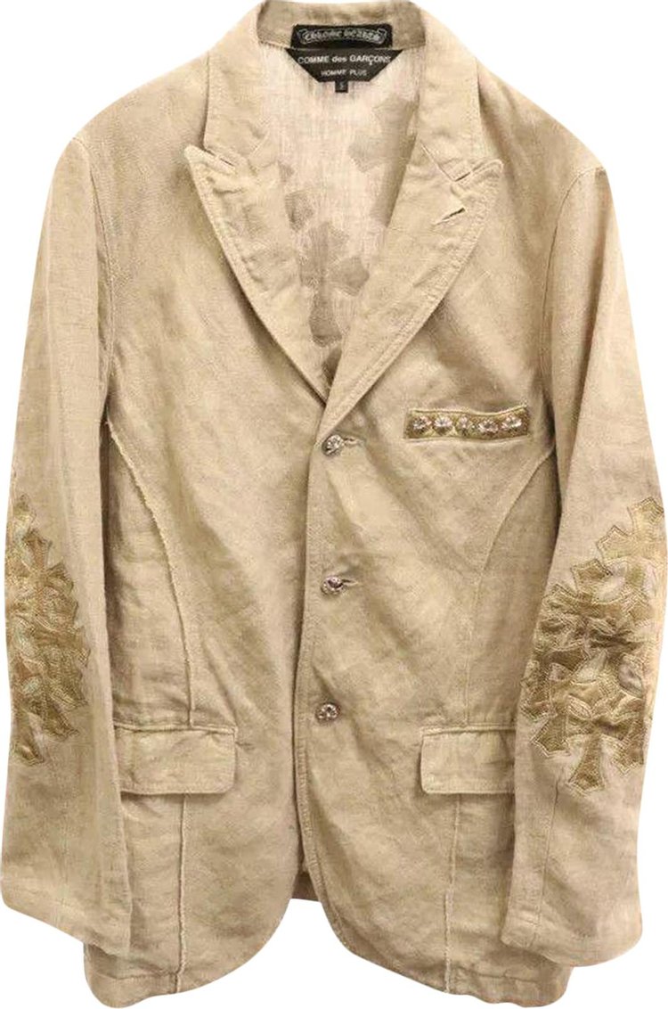 Comme des Garcons Homme Plus x Chrome Hearts Cross Patch Linen Blazer Beige