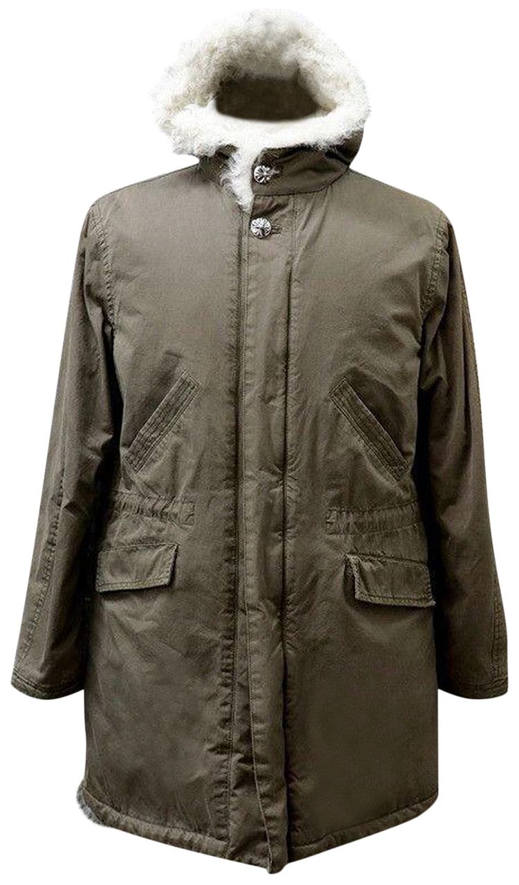 Chrome Hearts Fur Trimmed Military Parka Khaki