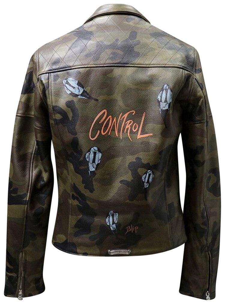 Chrome Hearts x Matty Boy Camoflauge Leather Biker Jacket Multicolor