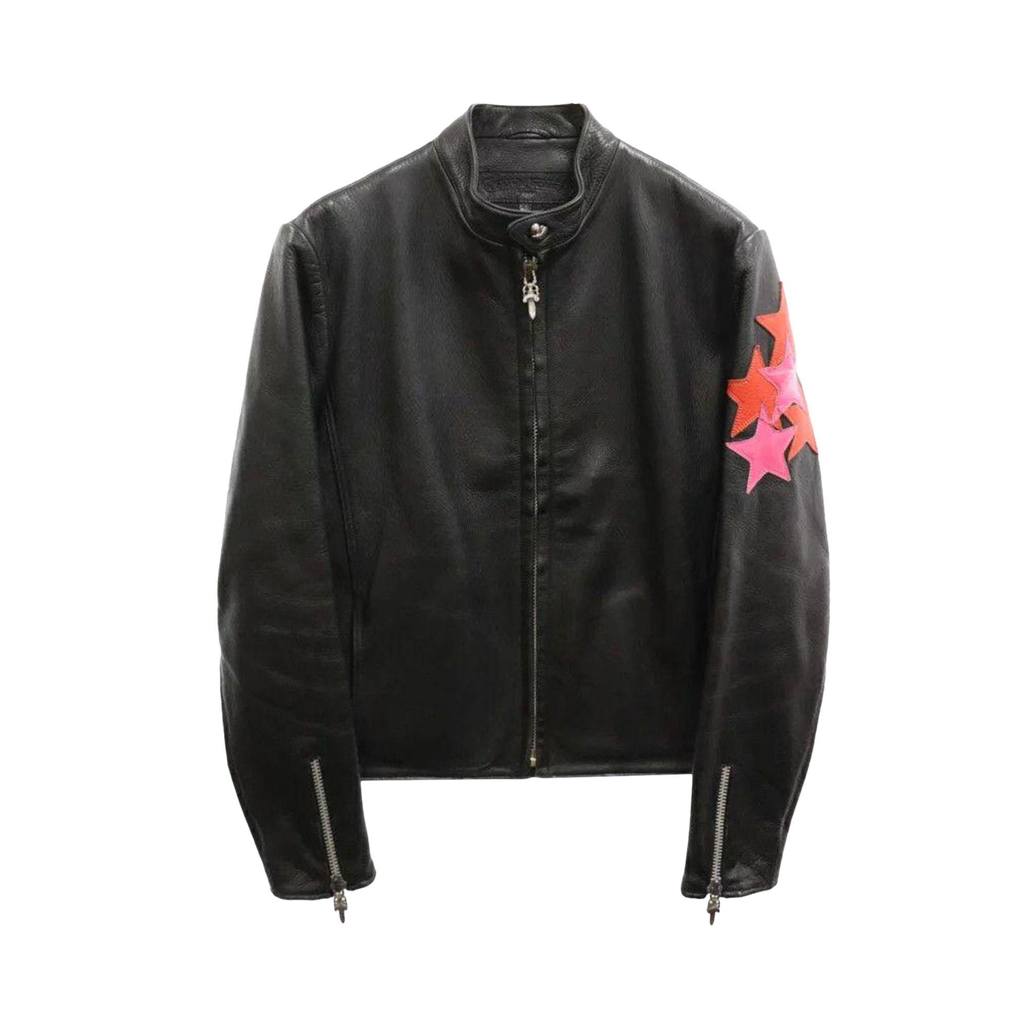 Buy Chrome Hearts Star Patch Leather Racing Jacket 'Black