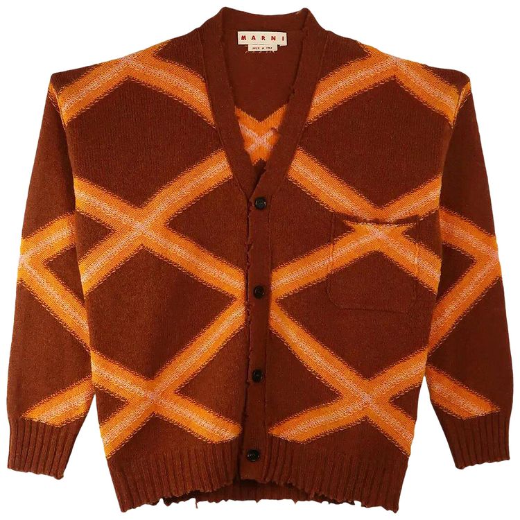 Marni Intarsia Argyle Cardigan Nougat