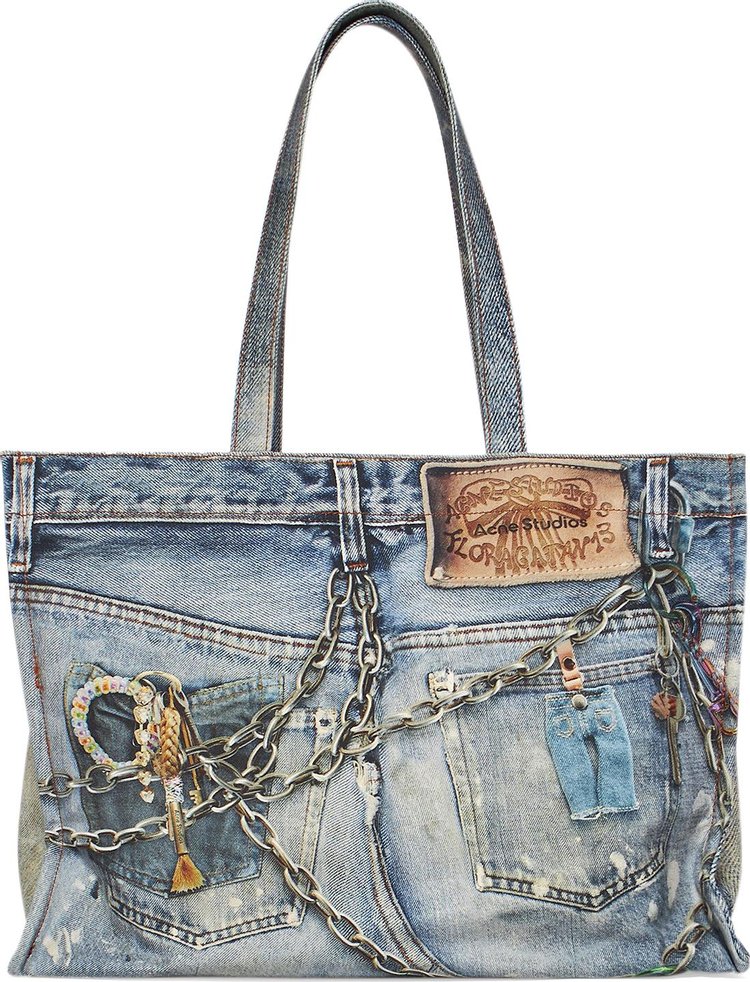 Acne Studios Printed Tote Bag Blue