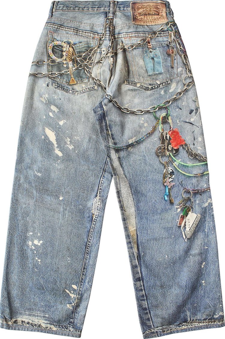 Acne Studios Denim Printed Jeans Blue