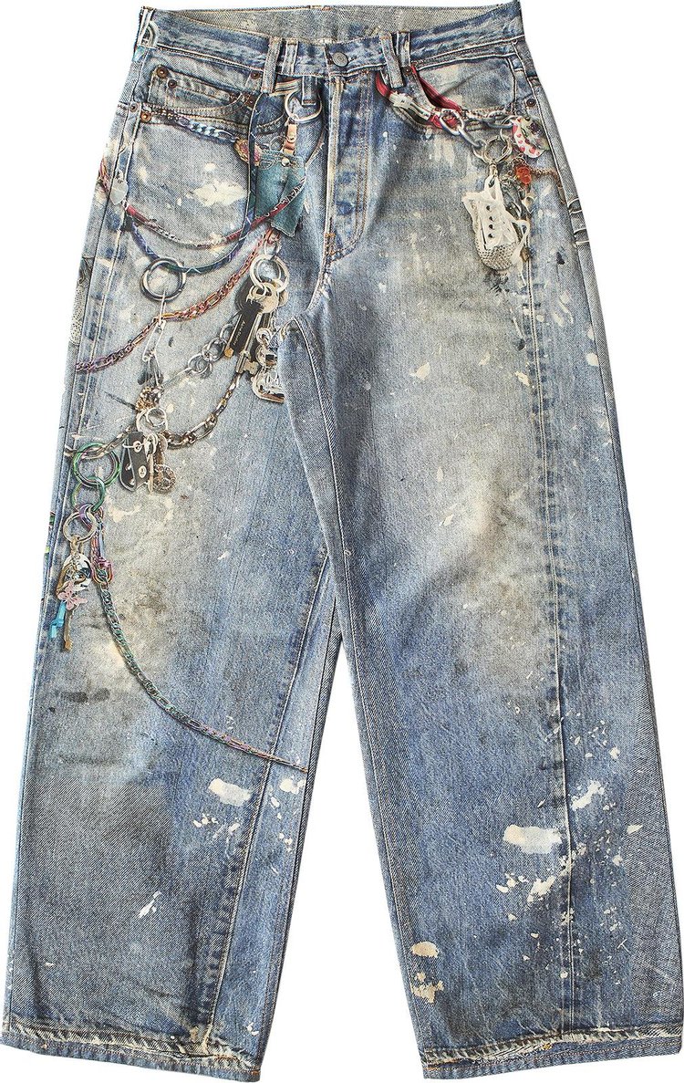 Acne Studios Denim Printed Jeans Blue