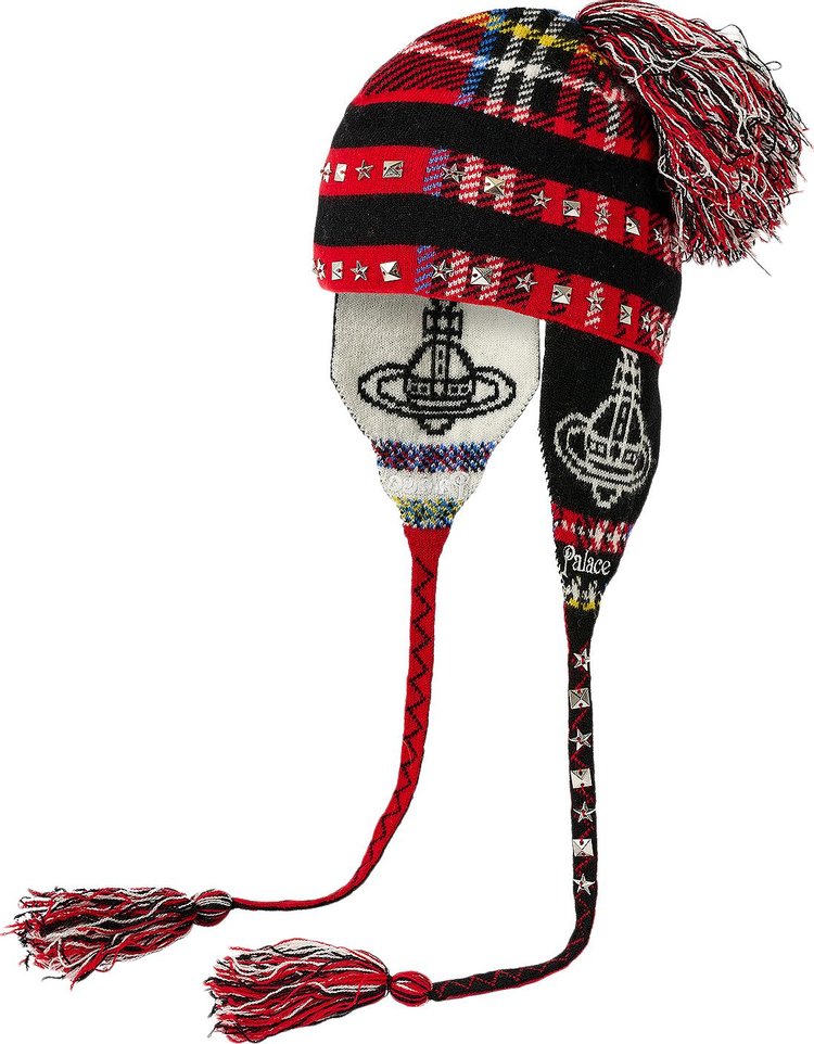 Palace x Vivienne Westwood Orb Knit Earflap Beanie Tartan