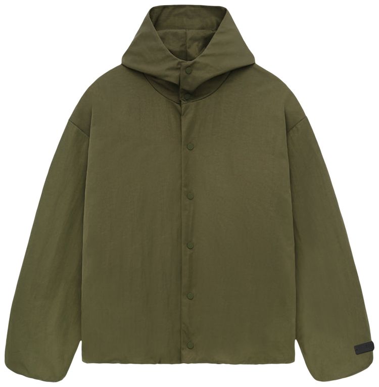 Fear of God Essentials Textured Nylon Hooded Coaches Jacket Military