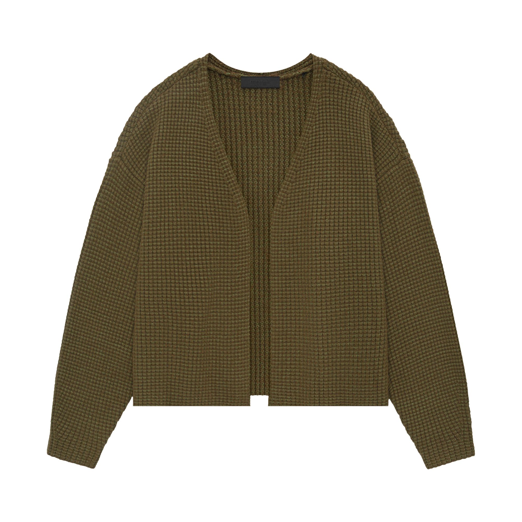★22-23FW★KNITTED★Soft Cotton Heavy Waffle Cardigan Buy Fear of God Essentials Heavy Waffle Cardigan 'Olive