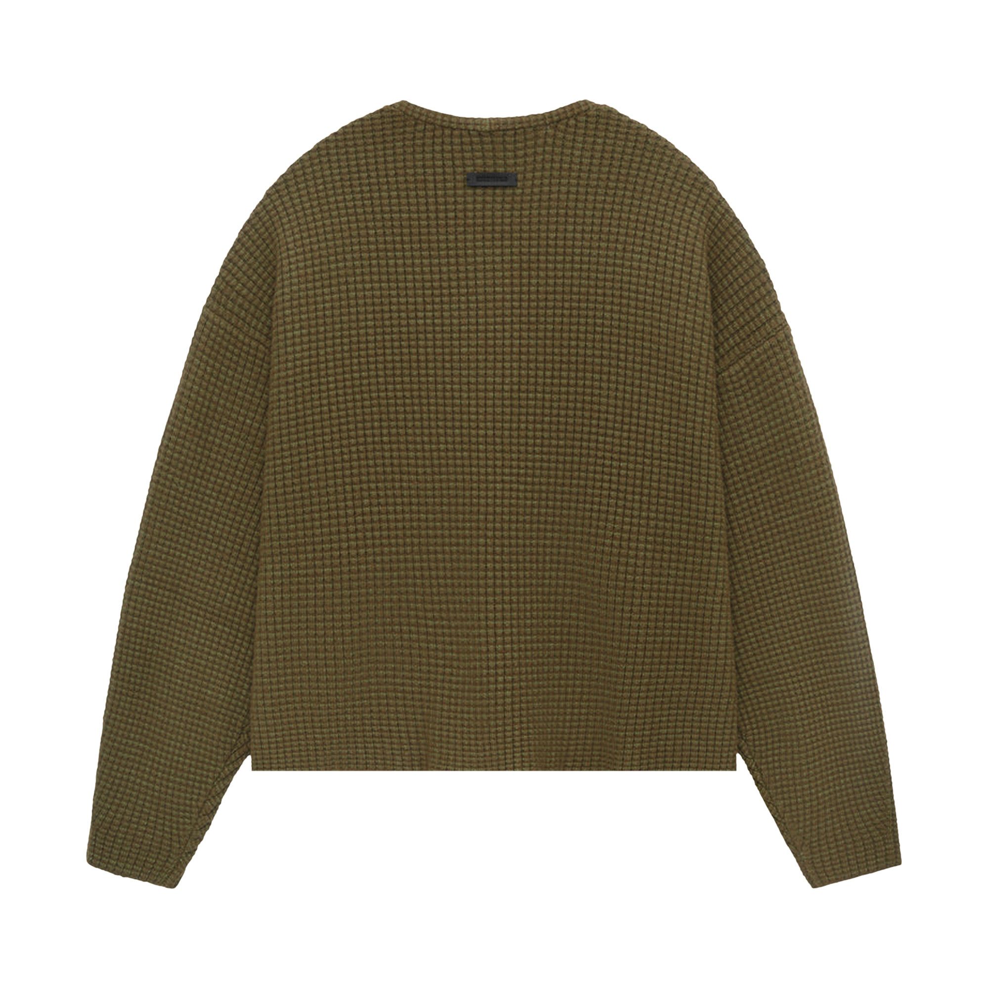 Buy Fear of God Essentials Heavy Waffle Cardigan 'Olive