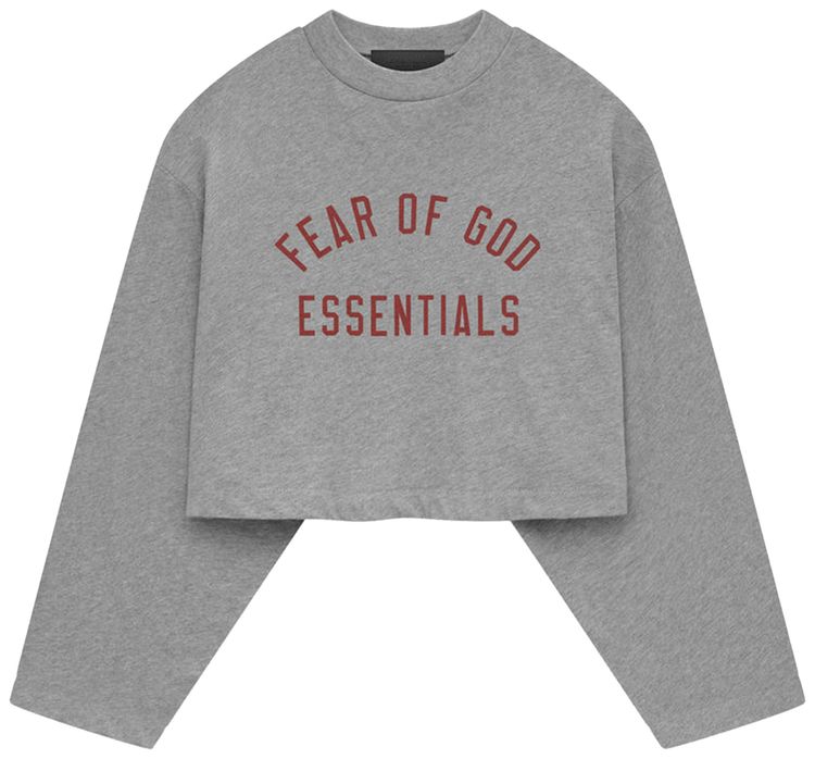 Fear of God Essentials Tri Blend Cropped Long Sleeve Shirt Dark Heather