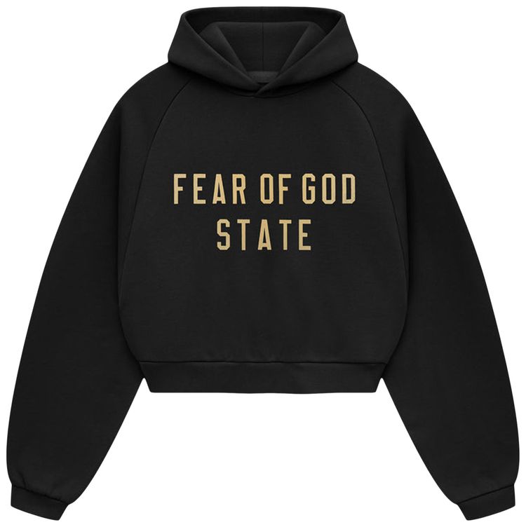 Fear of God Essentials Fleece Cropped Hoodie Black