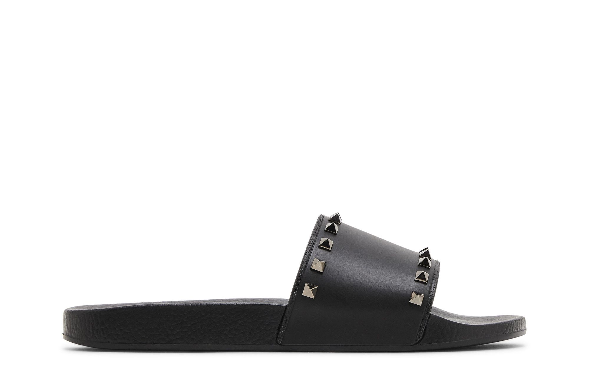Buy Valentino Rockstud Rubber Slider Sandal 'Black